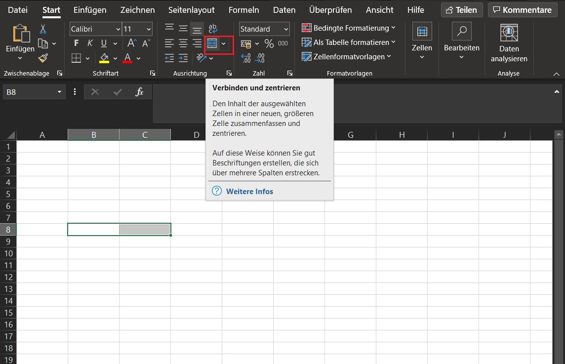 Excel Zellen verbinden und miteinander verknüpfen