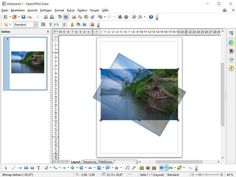 Bild im Grafikprogramm OpenOffice Draw drehen.