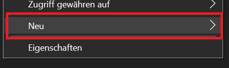 Auswahl im Kontextmenü