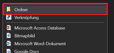Option Ordner auswählen