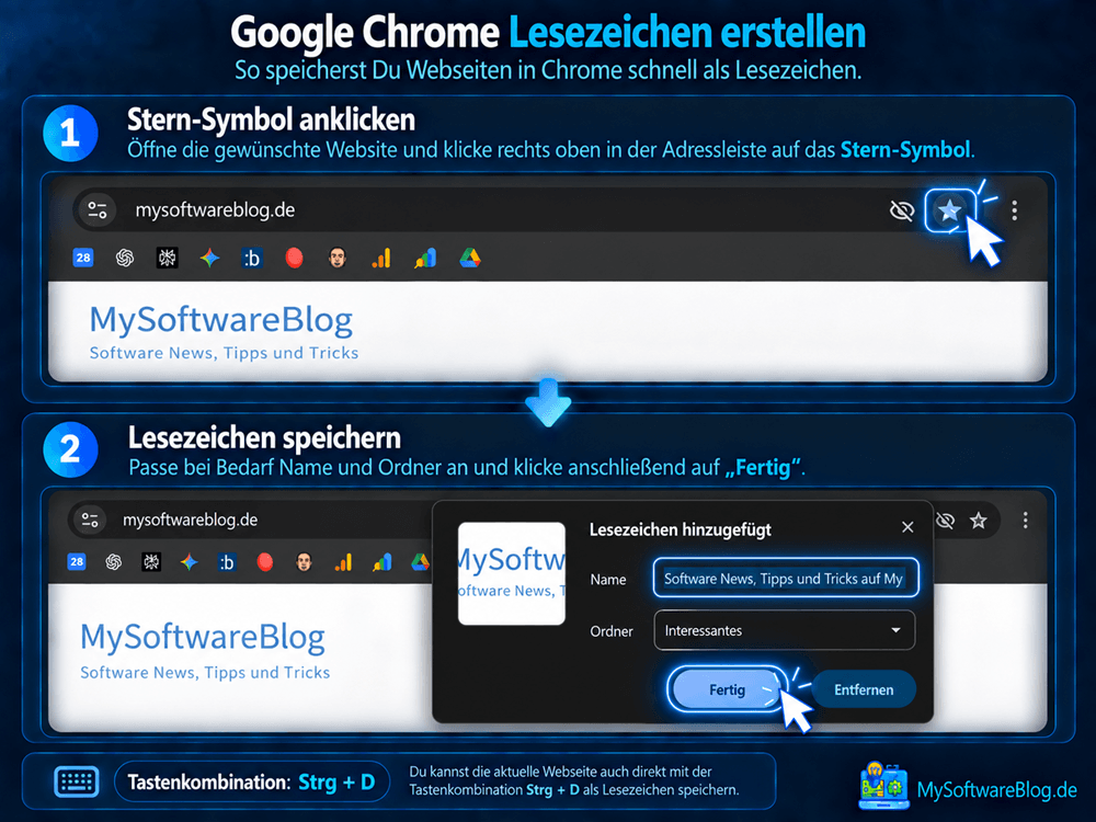 Anleitung: Lesezeichen in Google Chrome erstellen